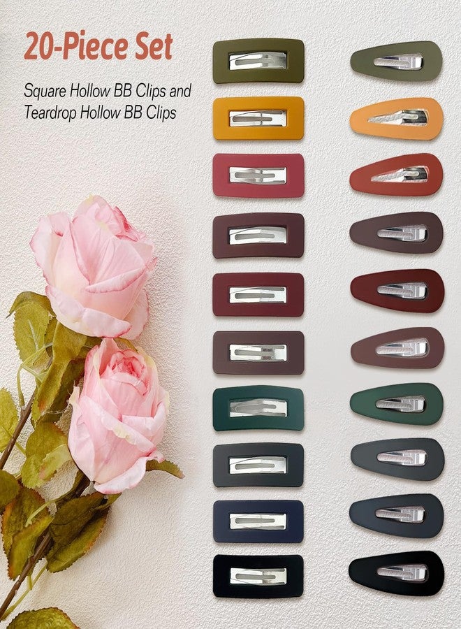 Kootinn Matte Solid Color Snap Hair Clips for Girls and Women, 20-Piece Non-Slip Candy-Colored Hair Barrettes - Image 3