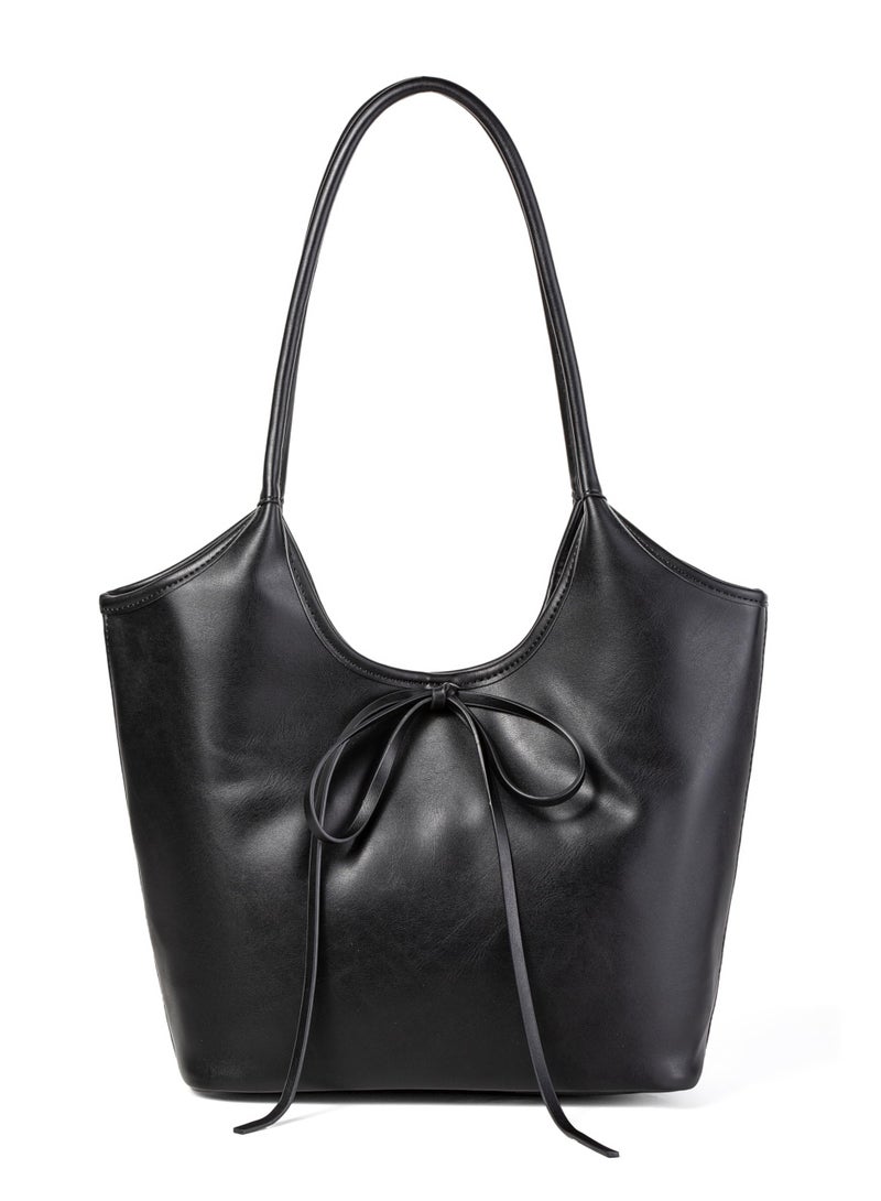 Avilego Vintage French Bow Tote Bag Large Capacity Hobo Bag Shoulder Bag Satchel Purse Chic Underarm Bag for Women Girls - Image 1