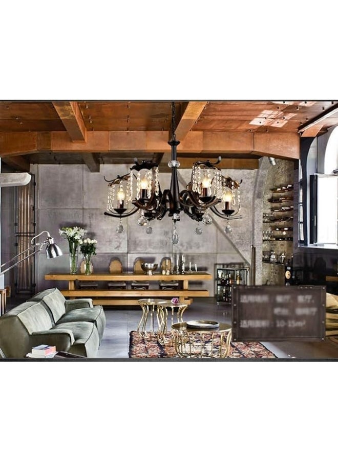 Generic AFN LIGHTINGS European And American Industrial Style 8 Head Chandelier Crystal Chandelier E14 Suspension Light Retro Style Crystal Hotel Chandelier Loft Clothing Store Restaurant Bar Chandeliers  - Image 3