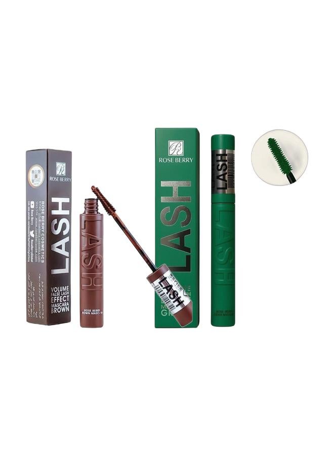 روز بيري حزمة ماسكارا مزدوجة – ماسكارا بنية لإطلالة طبيعية وماسكارا خضراء لتكثيف الرموش وتأثير الرموش الصناعية - Image 1