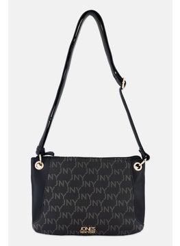 Jones New York Women Brand Logo Cross Body Bag 26 L x 18 H x 1 W cm, Black  - Image 1