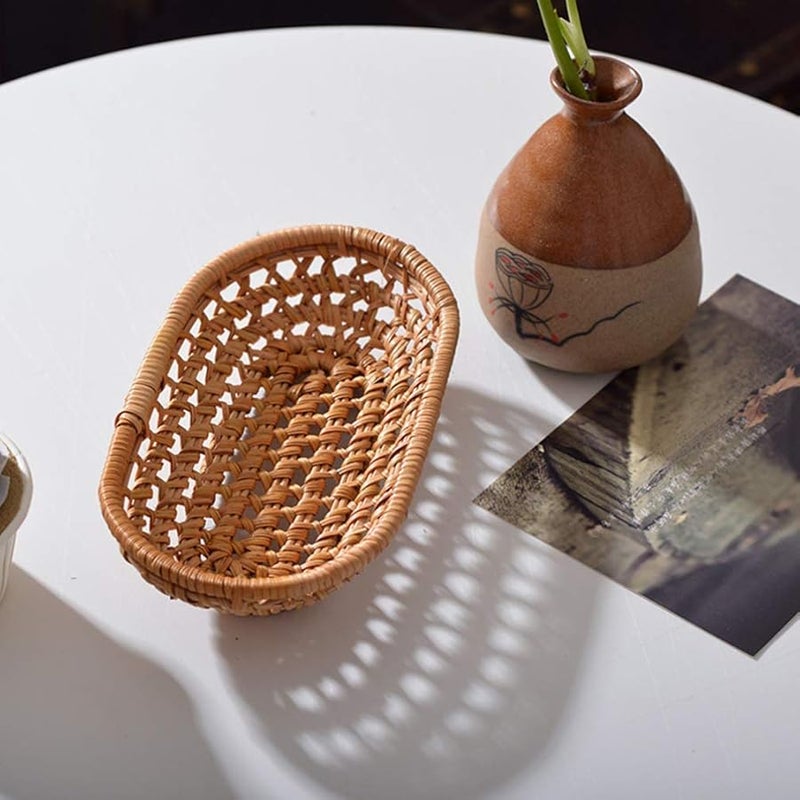 Cabilock Rattan Woven Towel Organizer Basket Portable Storage for Bathroom Laundry - Image 4