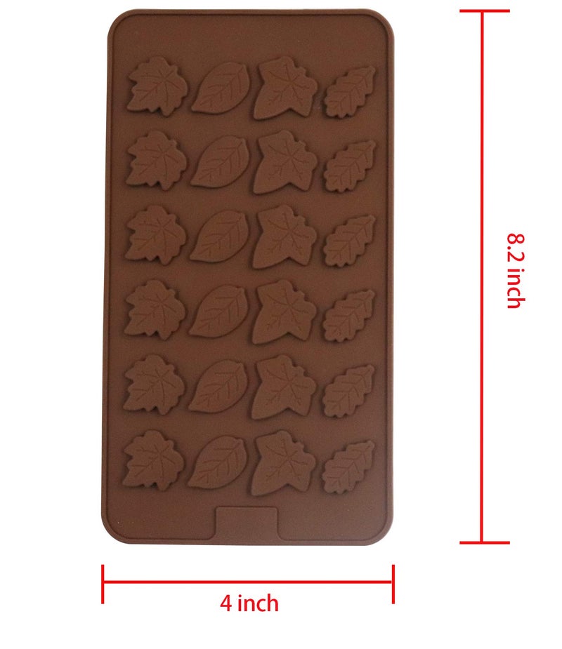 Sowaka 2 Pcs Leaf Shape Chocolate Mold 24 Cavity Brown Silicone Soft Mold for leave Baking Candy Muffin - Image 2