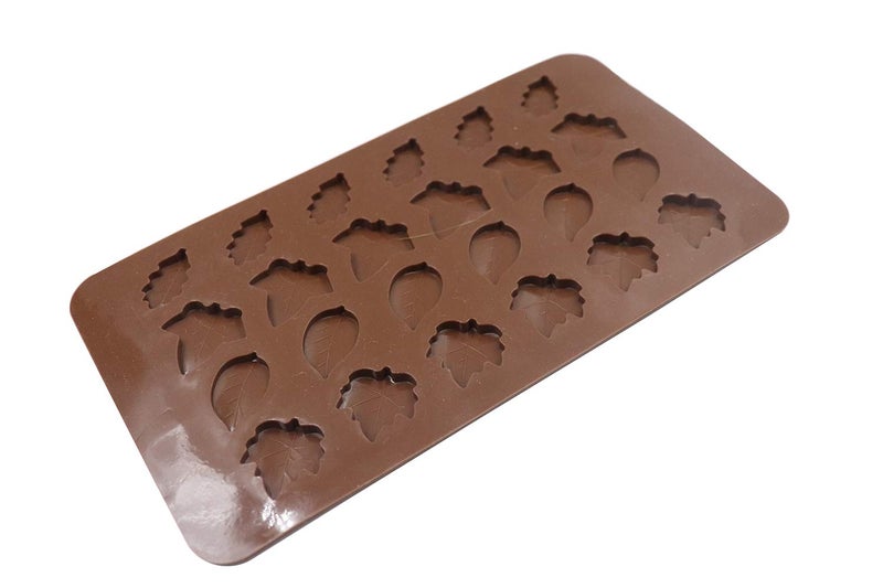 Sowaka 2 Pcs Leaf Shape Chocolate Mold 24 Cavity Brown Silicone Soft Mold for leave Baking Candy Muffin - Image 3