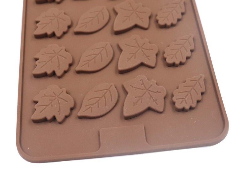 Sowaka 2 Pcs Leaf Shape Chocolate Mold 24 Cavity Brown Silicone Soft Mold for leave Baking Candy Muffin - Image 4