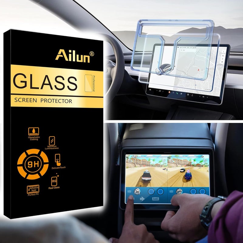 Ailun Glass Screen Protector for Tesla Model Y 2025 / Model 3 2024 with Auto Alignment Tool - Image 1