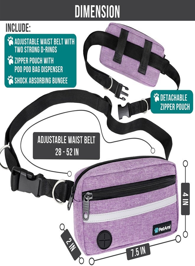 PetAmi Hands Free Dog Leash, Dog Running Leash Belt for Walking Jogging, Dog Waist Zipper Pouch Fanny Pack with Poop Bag Dispenser, Dual Padded Handle Bungee Leash for Small Medium Large Dogs, Single - Image 2