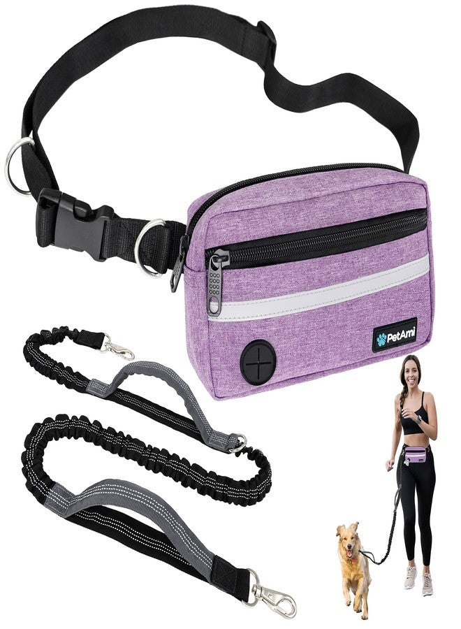 PetAmi Hands Free Dog Leash, Dog Running Leash Belt for Walking Jogging, Dog Waist Zipper Pouch Fanny Pack with Poop Bag Dispenser, Dual Padded Handle Bungee Leash for Small Medium Large Dogs, Single - Image 1