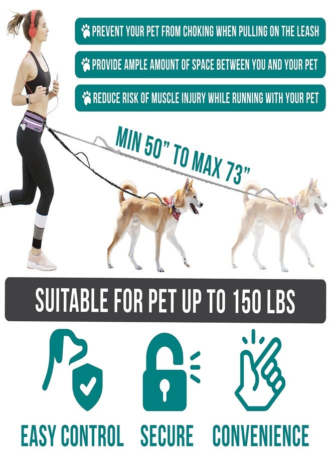 PetAmi Hands Free Dog Leash, Dog Running Leash Belt for Walking Jogging, Dog Waist Zipper Pouch Fanny Pack with Poop Bag Dispenser, Dual Padded Handle Bungee Leash for Small Medium Large Dogs, Single - Image 5