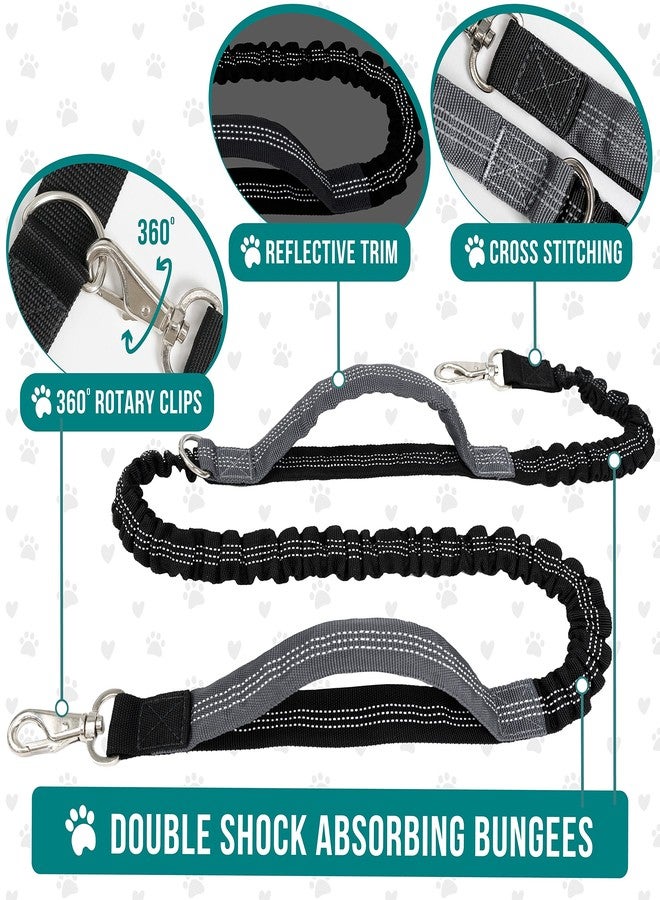 PetAmi Hands Free Dog Leash, Dog Running Leash Belt for Walking Jogging, Dog Waist Zipper Pouch Fanny Pack with Poop Bag Dispenser, Dual Padded Handle Bungee Leash for Small Medium Large Dogs, Single - Image 4