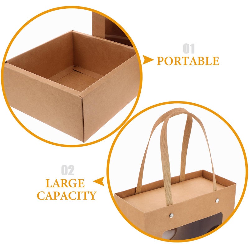 Kraft Paper Window Candy Boxes With Handle For Wedding Bridesmaids Party Favors - Image 4