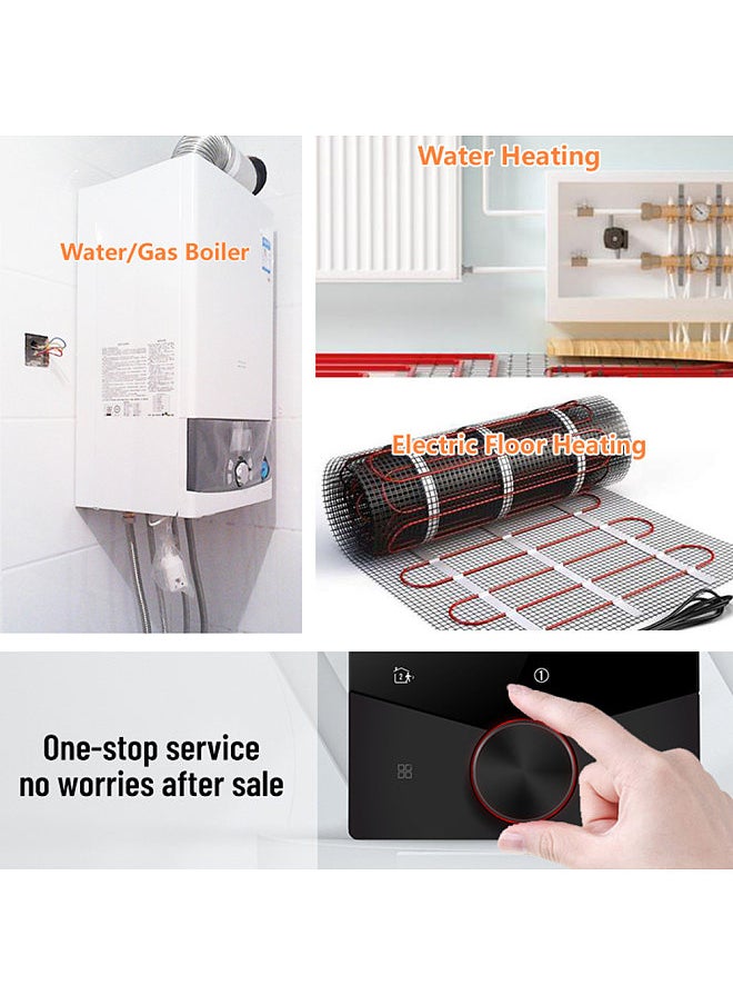 Smart Tuya WiFi Thermostat Voice Control Digital Weekly Programmable Temperature Controller Digital Smart Knob Thermostat with Dimmable Light Color for Electric Heating
