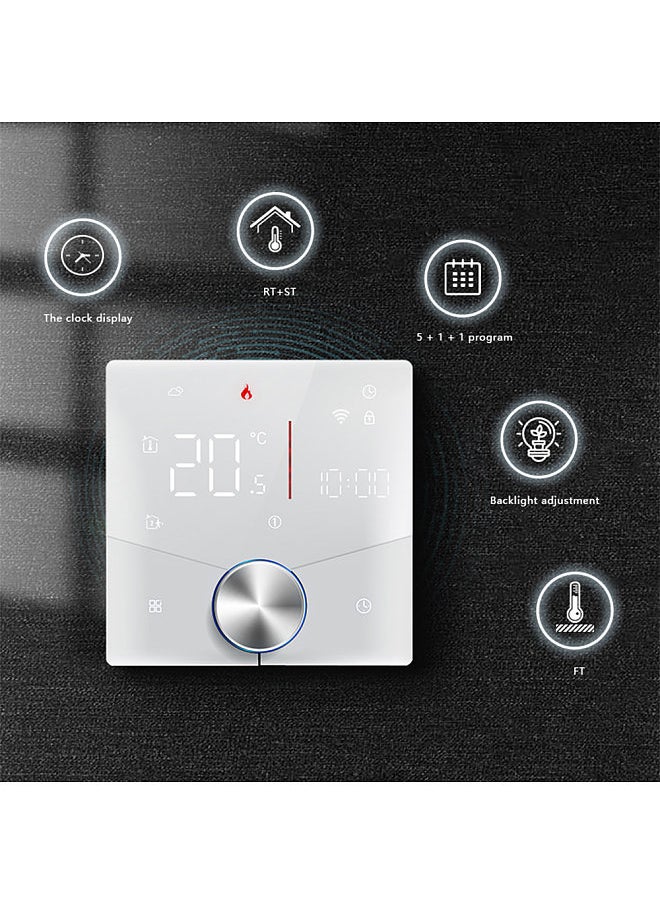 Smart Tuya WiFi Thermostat Voice Control Digital Weekly Programmable Temperature Controller Digital Smart Knob Thermostat with Dimmable Light Color for Electric Heating