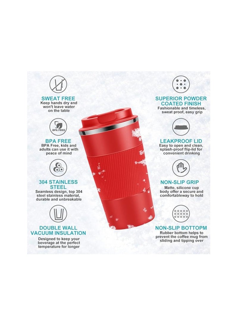 Generic - Travel Mug Reusable Coffee Cups Thermal Insulated Vacuum Insulation Stainless Steel Bottle for Hot Cold Drinks (Red, 510ml) - Image 1