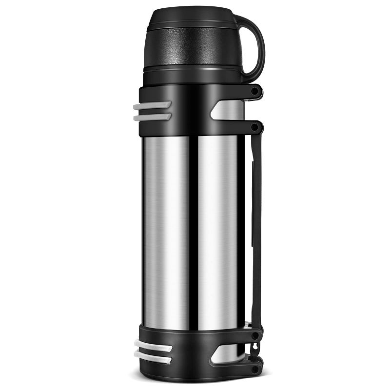 زجاجة هانغرو المعزولة بالفراغ سعة 15 لتر سعة كبيرة من الفولاذ المقاوم للصدأ زجاجة معزولة بالفراغ للمشروبات الساخنة غطاء كوب قهوة مع مقبض زجاجة سفر