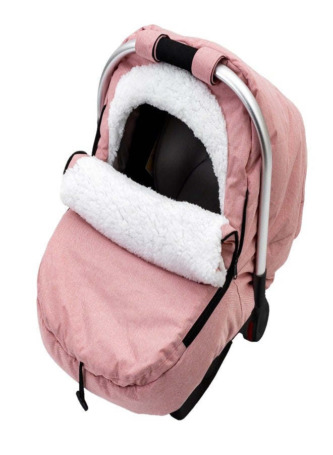 Kaseeous Winter Baby Car Seat Cover, Carseat Cover with Plush Sherpa Fleece Lining, Infant Car Seat Canopy with Peeping Window & Huge Space, Warm & Snug Baby Carrier Cover for Cold Weather - Image 1