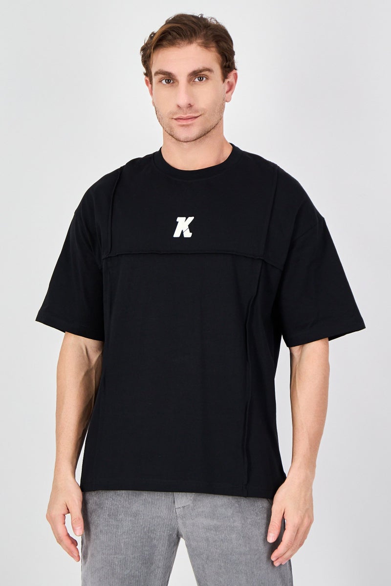 Ketch Men Crew Neck Short Sleeve Graphic Print T-Shirt, Black - Image 1