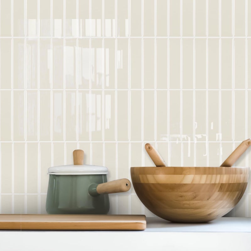 Alwayspon 10 Sheets 3D Peel and Stick PVC Backsplash Tiles, 10"x10" Self-Adhesive Wall Tile Stickers Stick on Subway Tiles for Kitchen Bathroom, Beige - Image 1
