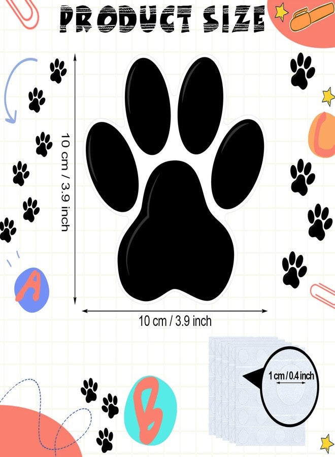 Junkin 60 Pcs Mini Paw Prints Cutouts Accents Bulletin Board Patrol Table Decorations Wall Decal Poster for Kids Educational School Home Party Supplies(Black) - Image 2