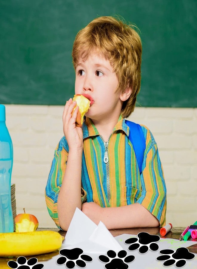 Junkin 60 Pcs Mini Paw Prints Cutouts Accents Bulletin Board Patrol Table Decorations Wall Decal Poster for Kids Educational School Home Party Supplies(Black) - Image 3