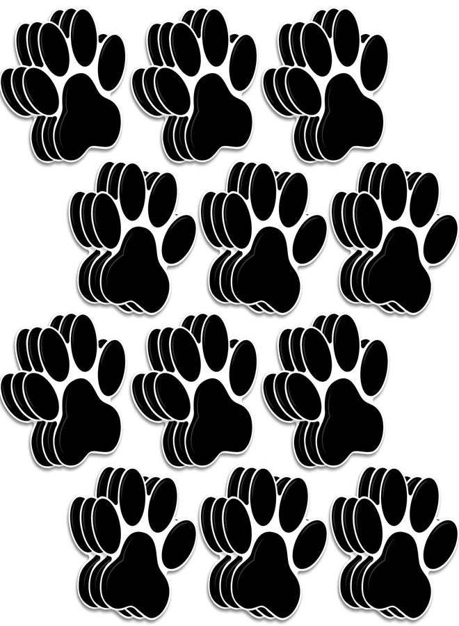 Junkin 60 Pcs Mini Paw Prints Cutouts Accents Bulletin Board Patrol Table Decorations Wall Decal Poster for Kids Educational School Home Party Supplies(Black) - Image 1