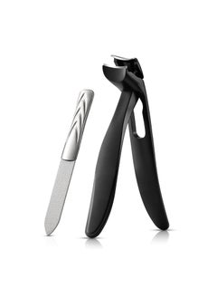 BEZOX BEZOX Ergonomic Angled Head Senior Toenail Clipper for Thick and Ingrown Nails - Large Finger Nail Clippers Adult with Metal Nail File, Premium Nail Cutter Trimmer for Men and Women - Black 
