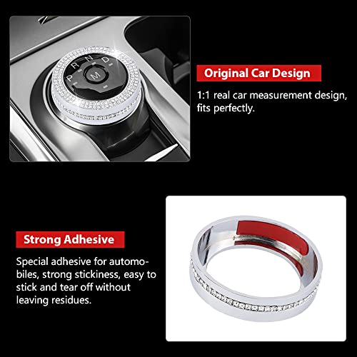 PIFOOG Bling Explorer Accessories for Ford 2023 2022 2021 2020 Gear Shift Knob Cover Decal Crystal PRND Switch Knobs Sticker Car Interior Decoration Trim Silver 1PC - Image 5