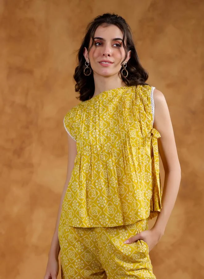 sanskrutihomes Sanskrutihomes Printed Round Neck Sleeveless Top and Pants Co-Ords