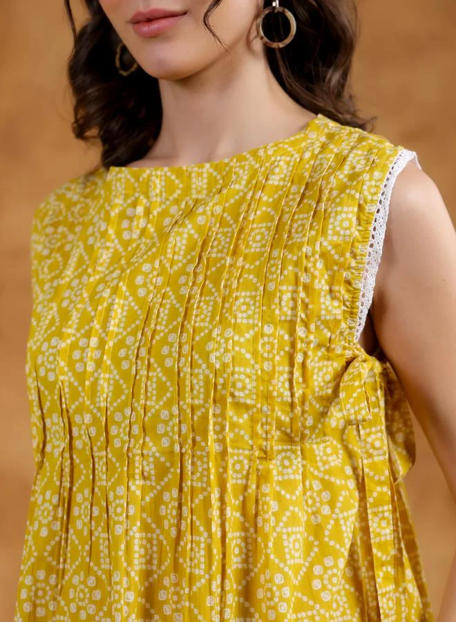 sanskrutihomes Sanskrutihomes Printed Round Neck Sleeveless Top and Pants Co-Ords
