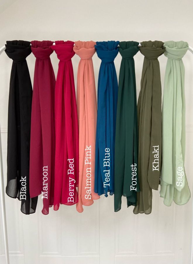 Fatah Bundle Of Eight Plain Casual Chiffon Scarf Big Size - Multicolor 