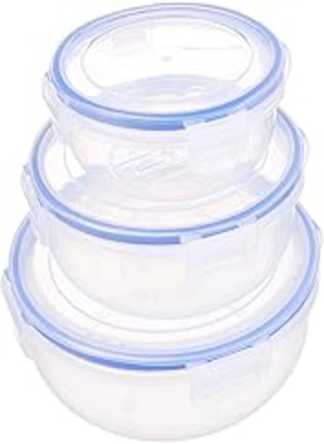 Bager Bager Cook&Lock Round Storage Container Set 3 Pcs (400+800+1400 Ml) (Std), Transparent 