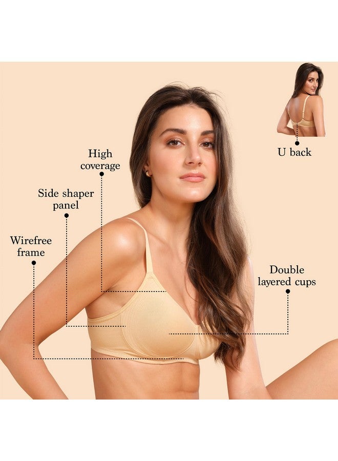 Enamor A042 Side Support Shaper Supima Cotton Everyday Bra - Non-Padded, Wirefree & High Coverage Skin - Image 3