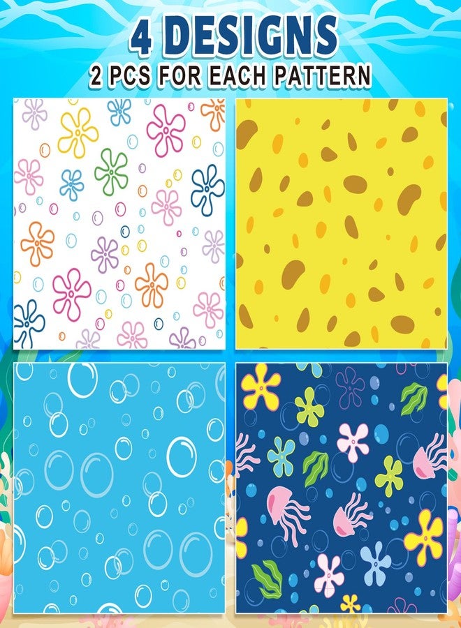 FYSUIMU 8 Sheets Cartoon Sponge Wrapping Paper - Not Roll - Ocean Flower Bubble Jellyfish Gift Wrap Paper Folded Flat for DIY Crafts Birthday Under The Sea Party, 19.7 x 27.6 Inch - Image 3