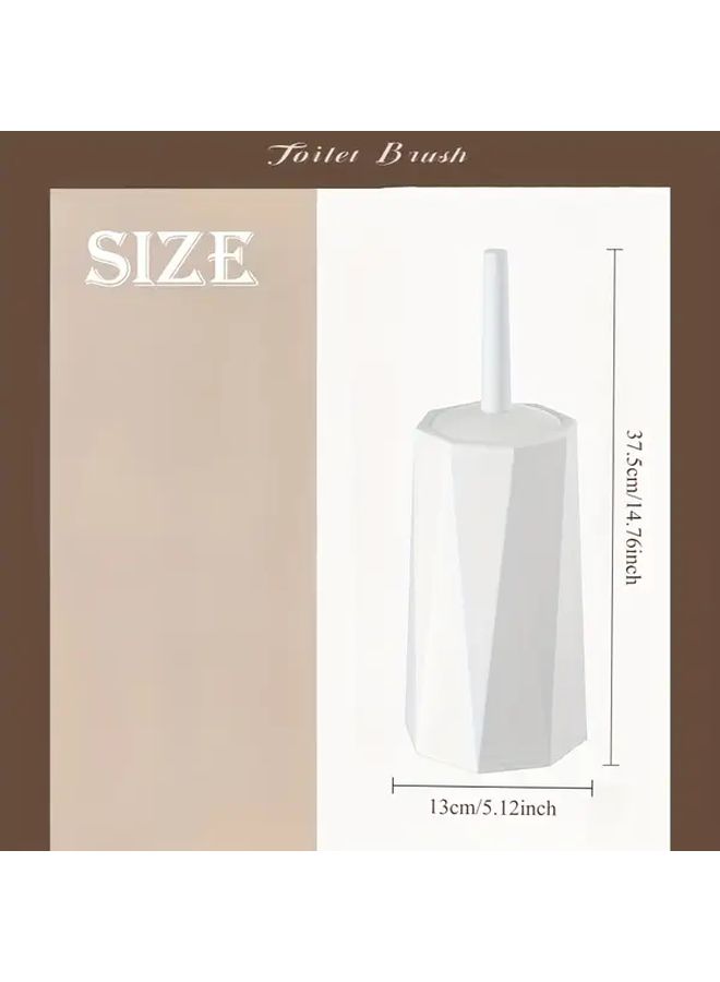 White Toilet Brush Set With Lid Holder Splash Proof Design Heavy Duty Rust Resistant - Image 3