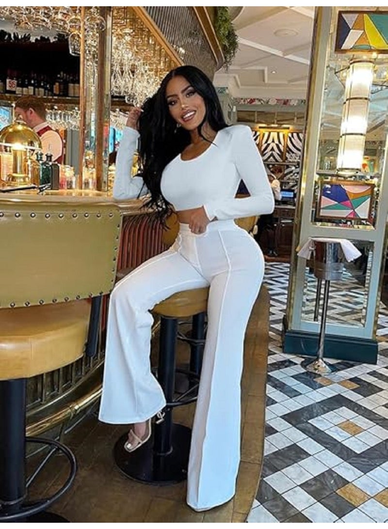 قميص داخلي نسائي من مانيكان بفتحة رقبة على شكل حرف V عميقة وأكمام طويلة وقصّة ملائمة للجسم - Image 3