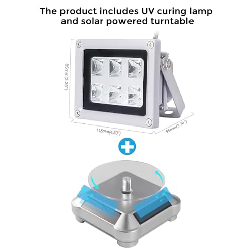 Comgrow 3D Printer UV Resin Curing Light with Solar Turntable 360°Rotating Stand for SLA DLP LCD 3D Printer Solidify Photosensitive Resin 405nm UV Resin Affect, DIY Curing Enclosure - Image 2
