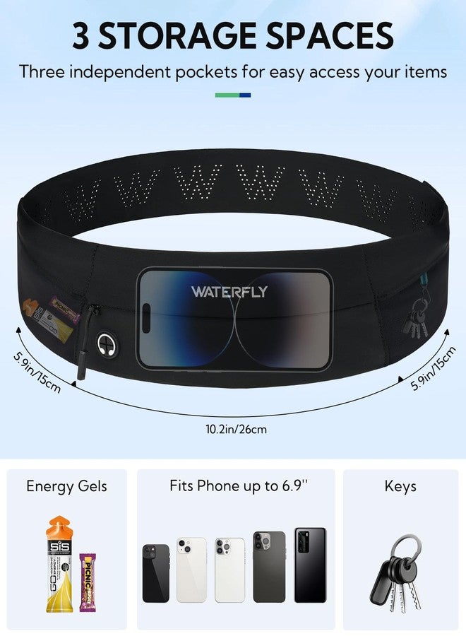 WATERFLY Running Belt Fanny Pack: Slim Waist Bag for Men Women, Workout Fitness Phone Holder for Exercise Marathon Jogging-Black - Image 4
