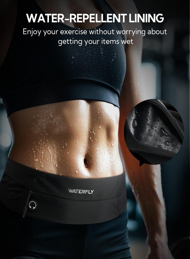 WATERFLY Running Belt Fanny Pack: Slim Waist Bag for Men Women, Workout Fitness Phone Holder for Exercise Marathon Jogging-Black - Image 5