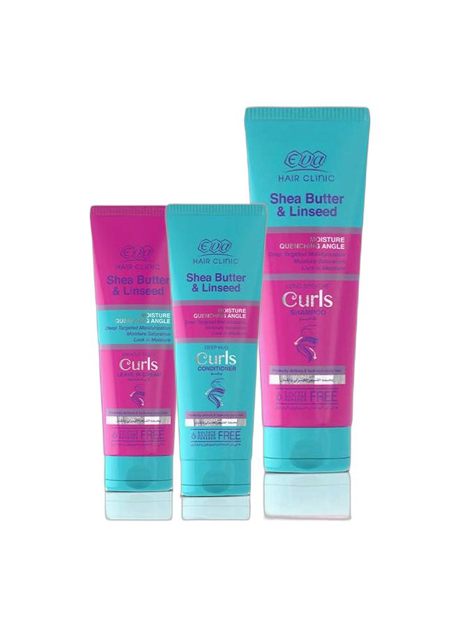 إيفا هير كلينيك كيرلز  شامبو زبدة الشيا وبذور الكتان 230 مل + بلسم 230مل + بديل زيت 200 مل - Image 1
