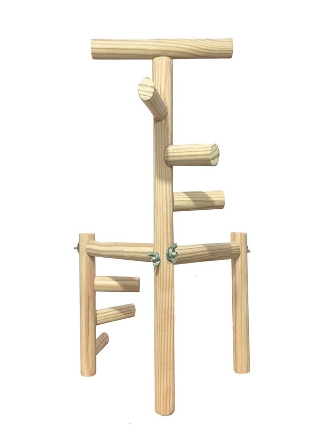 سايج سكوير حامل تدريب ضخم من مستويين، 40.5 سم/16 بوصة، بست درجات، مصنوع من الخشب الطبيعي، يُستخدم كحامل للطيور أو كلعبة لها. - Image 5