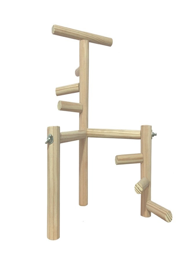 سايج سكوير حامل تدريب ضخم من مستويين، 40.5 سم/16 بوصة، بست درجات، مصنوع من الخشب الطبيعي، يُستخدم كحامل للطيور أو كلعبة لها. - Image 3