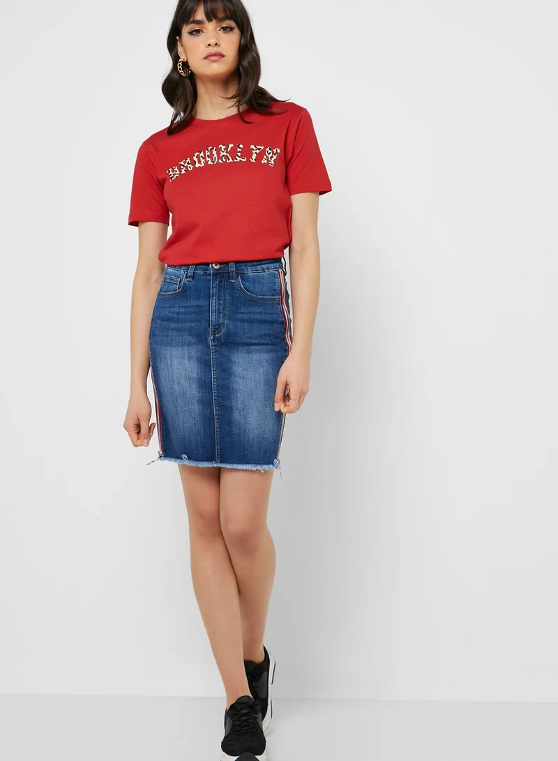 Ginger Leopard Print Slogan T-Shirt