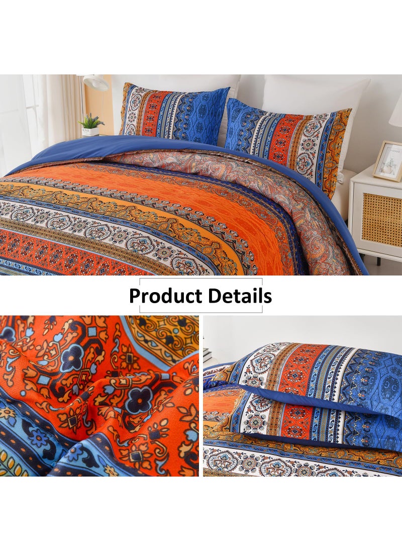Goodidea Goodidea Boho Comforter Queen Size  3 Piece Blue Orange Bohemian Striped Western Comforter Set  Ultra Soft Lightweight Microfiber Boho Hippie Bedding Set with 2 Pillow Shams for All Seasons  - Image 5