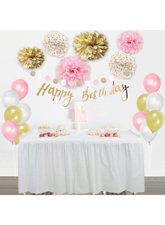 Mordely White Plastic Table Skirt & Tablecloth Set, 14FT Disposable Table Skirting includes Table Cover for Rectangle Table, Wedding, Birthday Party, Wine Party, Baby Shower, Buffet Banquet Decorations - Image 3