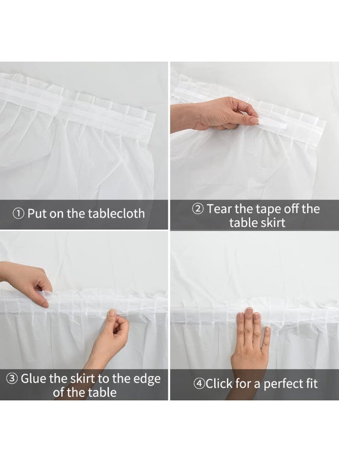 Mordely White Plastic Table Skirt & Tablecloth Set, 14FT Disposable Table Skirting includes Table Cover for Rectangle Table, Wedding, Birthday Party, Wine Party, Baby Shower, Buffet Banquet Decorations - Image 5