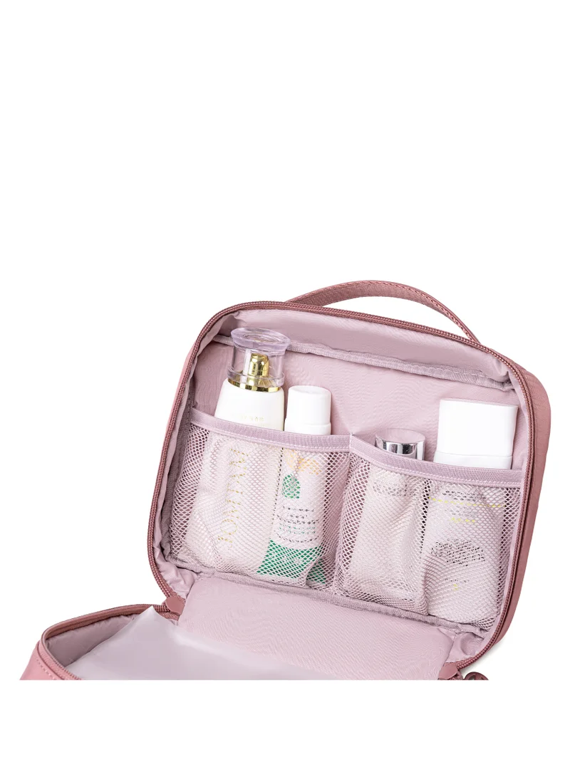 Chantria Nostalgia Rose Premium Lightweight Carry All Cosmetic Bag for Women Water Resistant Multifunctional Clutch Bag with Multiple Pockets and 180° Degree Opening, CB00793-Nostalgia Rose  | Best Price UAE