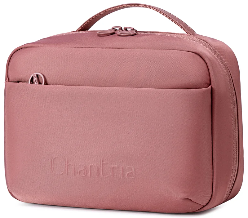 Chantria Premium Lightweight Carry All Cosmetic Bag for Women Water Resistant Multifunctional Clutch Bag with Multiple Pockets and 180° Degree Opening, CB00793, Nostalgia Rose