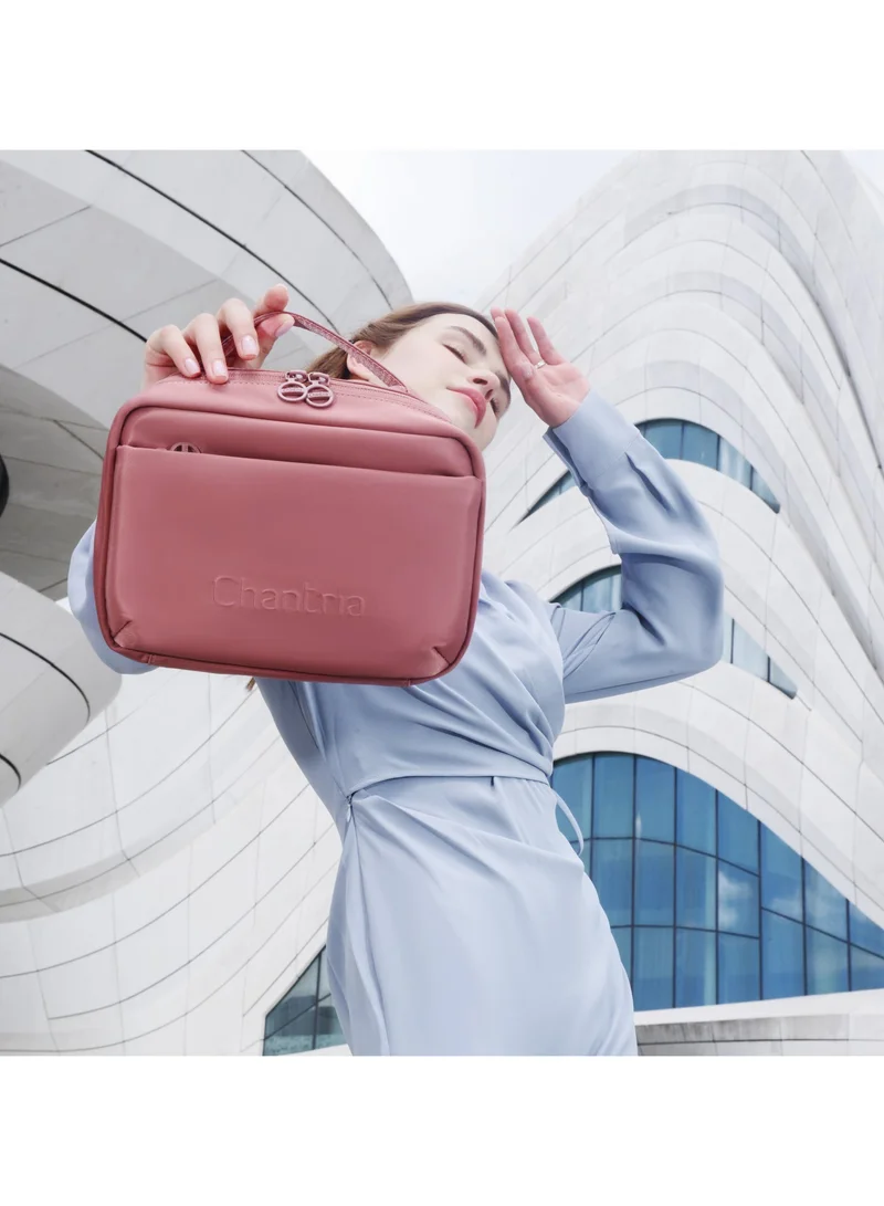 Chantria Premium Lightweight Carry All Cosmetic Bag for Women Water Resistant Multifunctional Clutch Bag with Multiple Pockets and 180° Degree Opening, CB00793, Nostalgia Rose