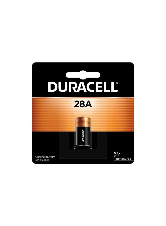 Duracell 28A 6V Alkaline Battery, 1 Count Pack, 28A 6 Volt Alkaline Battery, Long-Lasting for Cameras, Medical Devices, Garage Door Openers, and More - Image 1