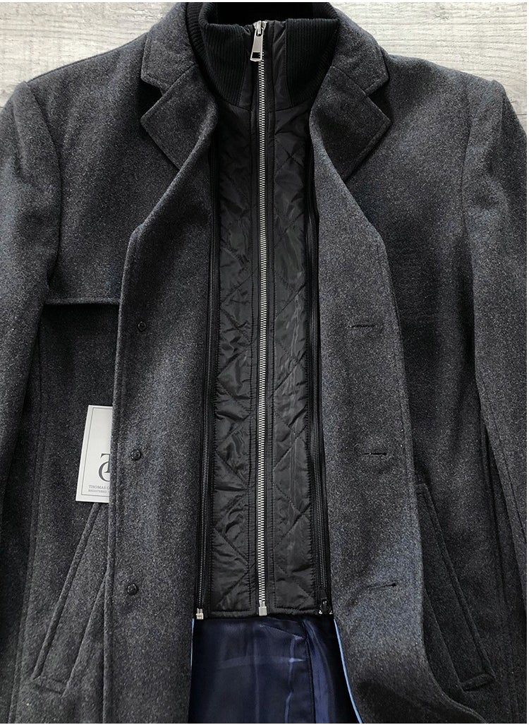 German Classic Trench Coat  Premium Woolen Men's Coat  MidLength  Windproof and Warm  Business Casual  Removable High Collar Design - https://f.nooncdn.com/p/pzsku/ZF5B3568AE6390E40F29AZ/45/_/1733990766/456b4893-ef2d-4509-b16d-b72eb9b2d1eb.jpg?format=jpg&width=original